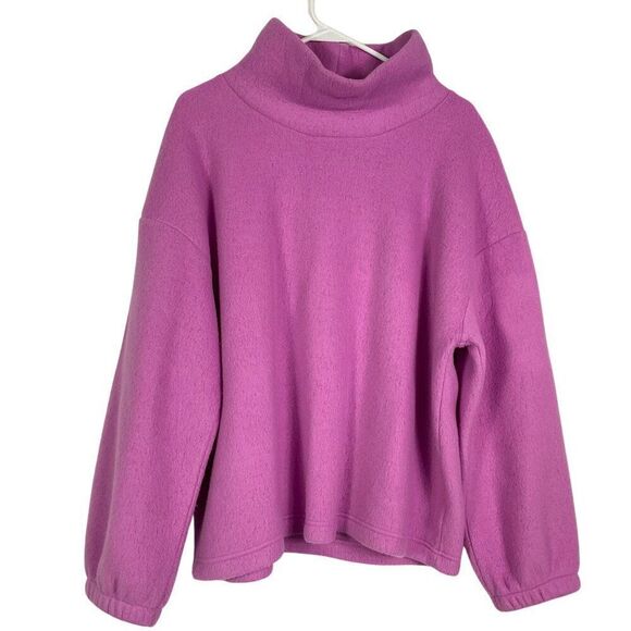 GAP Polar Fleece Pullover Turtleneck Sweatshirt in Intense Orchid, women's XL - Picture 3 of 8